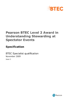 BTEC Level 2 Award in Understanding Stewarding at Spectator Events specification